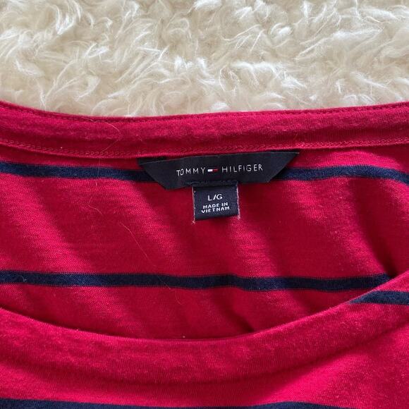 Tommy Hilfiger Women’s 3/4 Sleeve Striped Top Red Size Large - Picture 3 of 6
